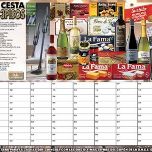 cesta de navidad para sorteo 32a (3 pisos) – paleta serrana, aspirador vertical, cutty sark, cavas y vinos