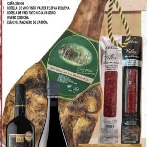 Lote de Navidad 1 con paleta Gran Reserva, ibéricos Dehesa de Yeltes, queso Albéniz y dos vinos